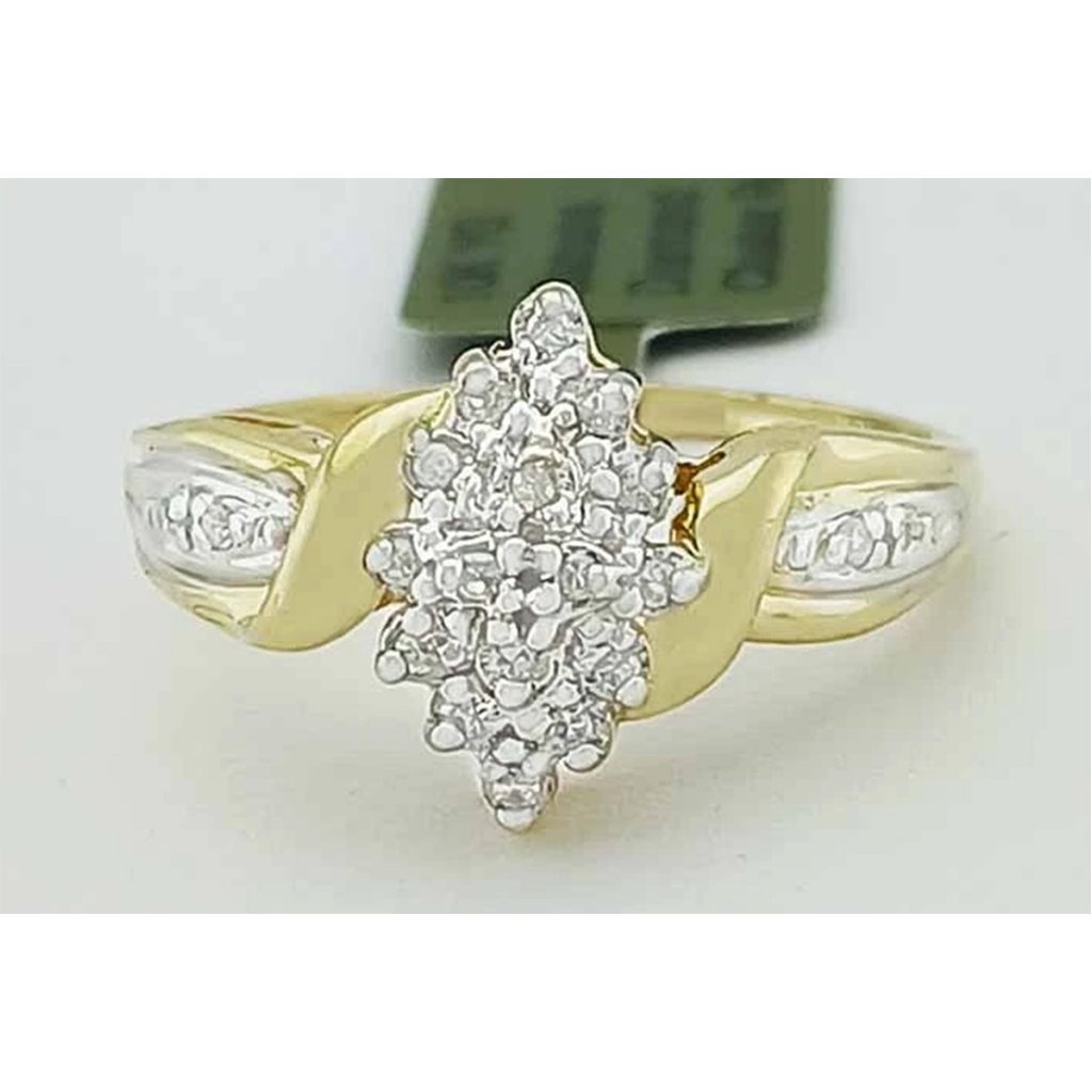 Genuine Diamond Engagement Ring 10k Yellow Gold
